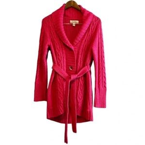 Cabelas Vintage Knit Button Down Long Sleeve Comfy Duster Cardigan Sweater Pink